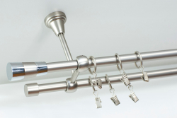 Garniže kovová galvanizovaná dvoutyčová do stropu Ø 16/16mm Satin nikel