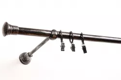 Patinázott régi jellegű karnis fémből egysoros Ø 19mm színe Fekete-ezüst