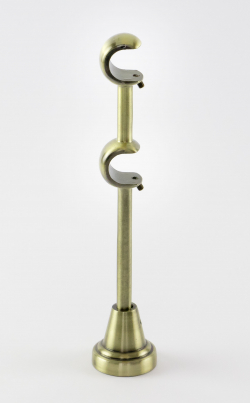Kovový držiak galvanizovaný dvojtyčový Ø 19/19mm Antické zlato