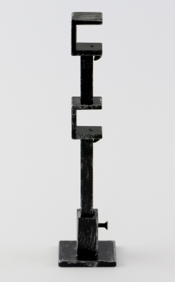 Patinovaný kovový držiak QUATRO dvojtyčový Čierno-strieborný