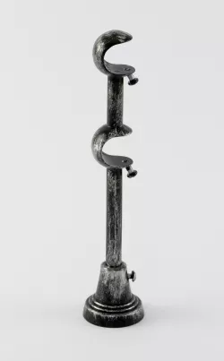 Patinovaný kovový držák dvoutyčový Ø 16mm Černo-stříbrná
