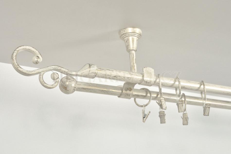 Garnyže kovová patinovaná dvoutyčová do stropu Ø 16mm farba Wintage-zlatá