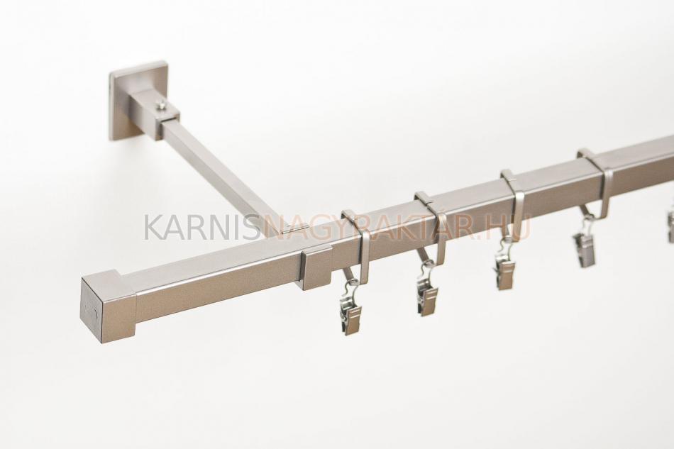 Karnis galvanizált egysoros Quatro 20x20 mm négyszögletes színe Satin nikel