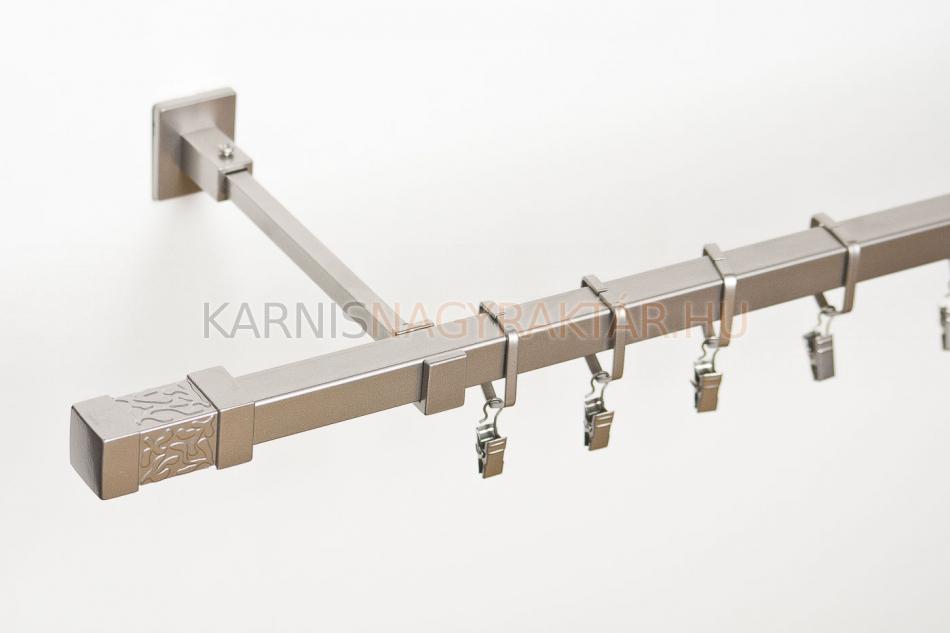 Karnis galvanizált egysoros Quatro 20x20 mm négyszögletes színe Satin nikel