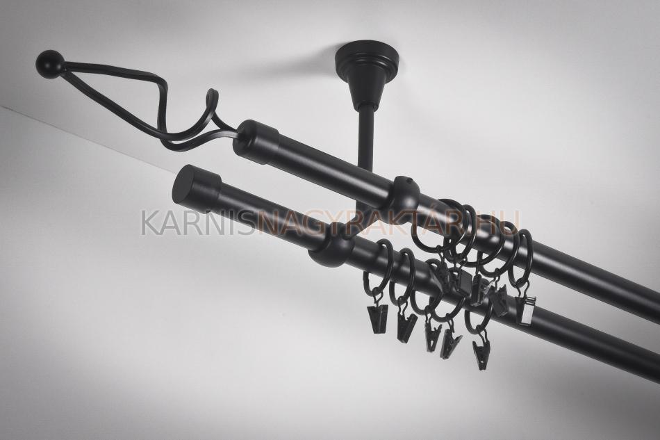 Karnis fémből kétsoros mennyezeti Ø16/16mm színe Fekete