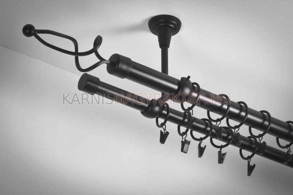 Karnis fémből mennyezeti kétsoros Ø 25/16mm színe Fekete