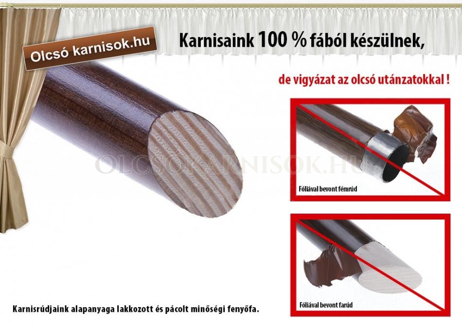 Karnis fából Ø 28mm kétsoros mennyezeti színe Dió