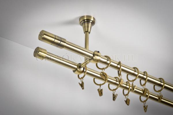 Galvanizált kétsoros mennyezeti fém karnis, Ø16mm, antik arany