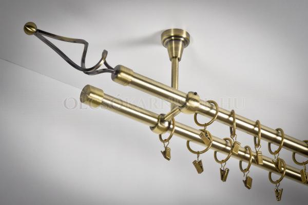 Galvanizált kétsoros mennyezeti fém karnis, Ø16mm, antik arany